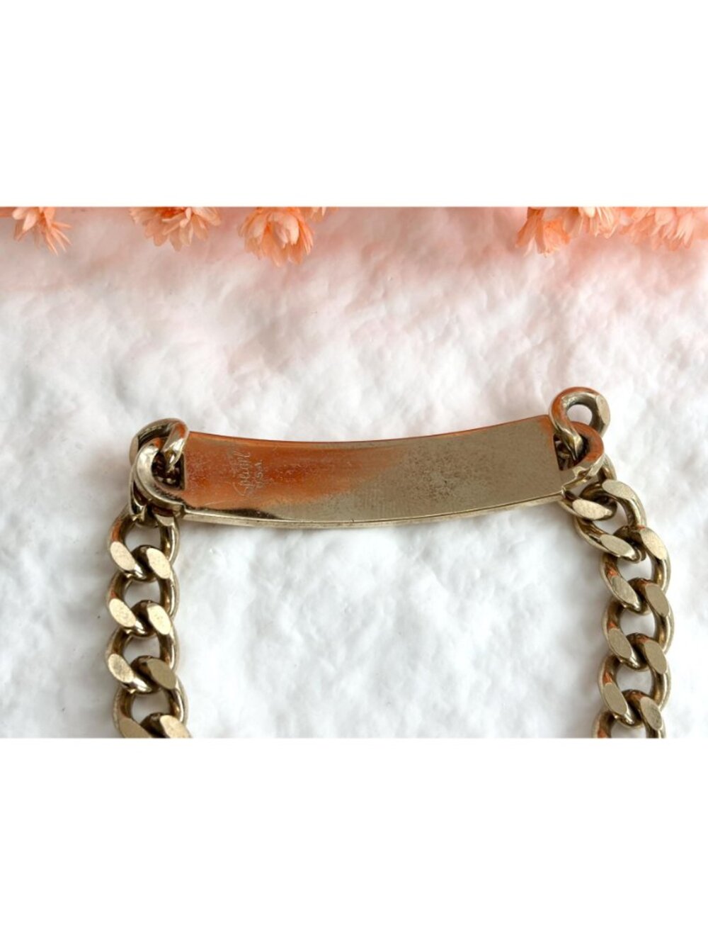 Chainlink Chunky "Jason" Carved Vintage 80's Style Panel Bracelet - Picture 9 of 14